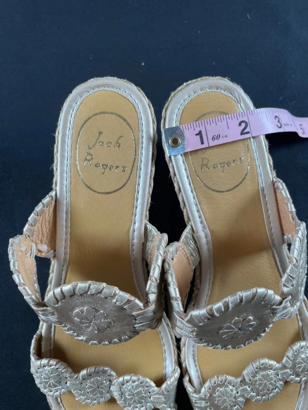 Jack Rogers Shelby Espadrille Wedge 7.5M in Platinum Country